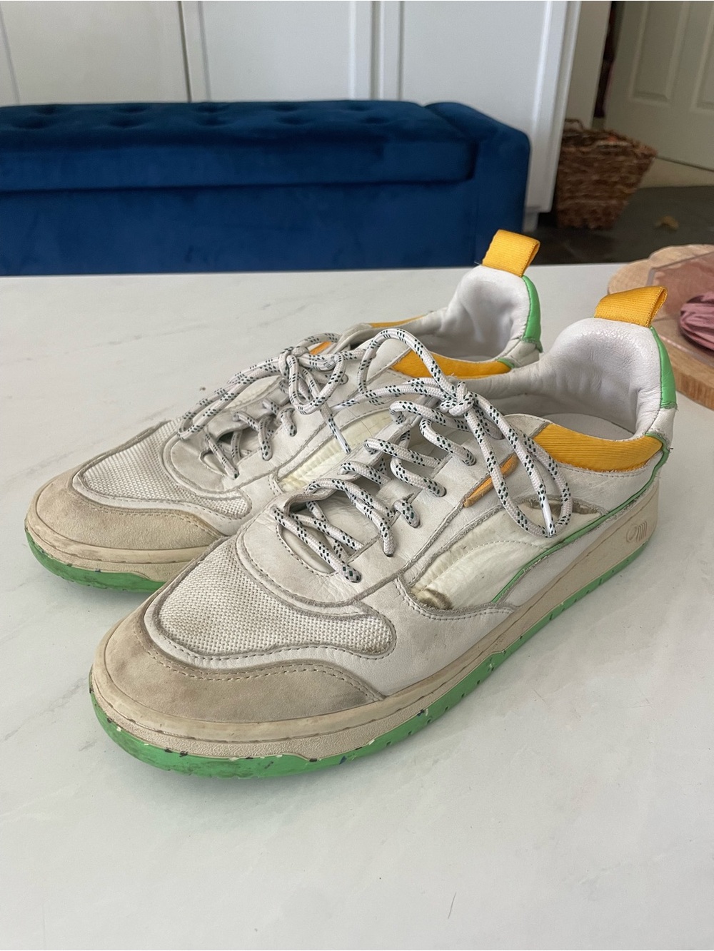 Women’s White and Green Casual Sneakers